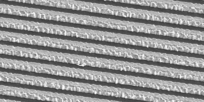 Microscopic image of diffraction grating on a diamond.