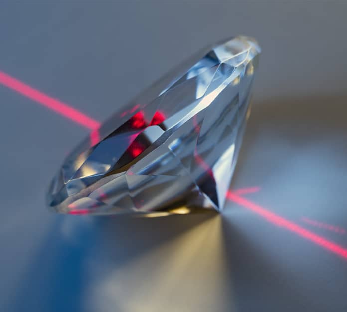 diamond with laser shining through it